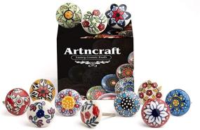 img 2 attached to 🎨 Artncraft 12pc Dotted Ceramic Cabinet Knob Set – Vibrant Furniture Handle Drawer Pulls (Design 2)