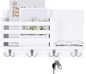 img 3 attached to 🗝️ Efficient Home Organizer: Mimacoo Wall Mounted Key Mail Holder with Floating Shelf, 4 Double Key Hooks - White