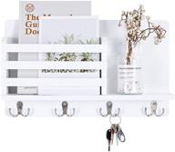 🗝️ efficient home organizer: mimacoo wall mounted key mail holder with floating shelf, 4 double key hooks - white логотип