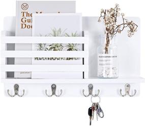 img 4 attached to 🗝️ Efficient Home Organizer: Mimacoo Wall Mounted Key Mail Holder with Floating Shelf, 4 Double Key Hooks - White