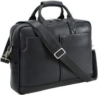 👜 texbo full grain leather men's 16-inch laptop messenger bag briefcase tote with ykk metal zippers in black logo