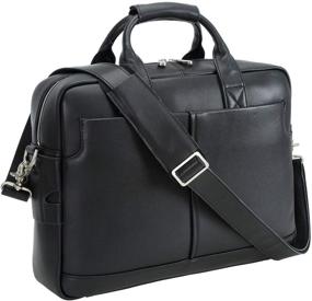 img 4 attached to 👜 Texbo Full Grain Leather Men's 16-Inch Laptop Messenger Bag Briefcase Tote with YKK Metal Zippers in Black