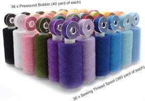 img 1 attached to 72-Piece Sewing Threads Kit with 36 Colors Polyester Thread Spools, 360Yards per Spool, Prewound Bobbins & Case for Hand and Machine Sewing