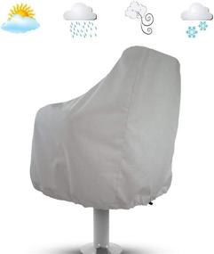 img 2 attached to 🚤 WOMACO 2 Pack Boat Seat Cover - Waterproof Outdoor Pedestal Pontoon Captain Boat Bench Chair Protective Covers, Oxford Fabric Helm Chair Seat Cover