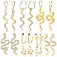 🐍 zitulry snake earrings set: stunning charm huggie hoop earrings for women - crystal serpent jewelry gift, gold logo