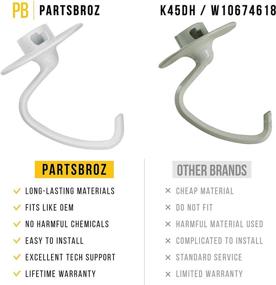 img 2 attached to 🔧 PartsBroz Coated Dough Hook for K45DH 4.5 & 5 Quart - Compatible with KitchenAid Tilt-Head Mixers - Replaces WPW10674618, AP6023721, 9708471, W10674618, 3183588, 3183589, 4162152, 4176069, 9707671