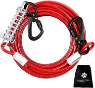 durable, heavy duty dog tie out cable for outside yard or camping - suitable for large dogs up to 125lbs - chew proof dog runner - 30/50ft length logo