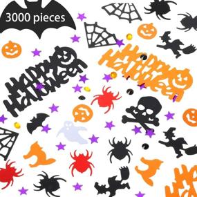 img 3 attached to 🎃 Halloween Confetti Table Scatter: Pumpkins, Spiders, Bats, Witches, Spider Webs, Stars, Cats, Ghosts, Diamonds, Skulls (3000 Pieces)