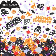 🎃 хэллоуинский конфетти для стола: тыквы, пауки, летучие мыши, ведьмы, паутины, звезды, кошки, привидения, алмазы, черепа (3000 штук) логотип