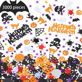 img 4 attached to 🎃 Halloween Confetti Table Scatter: Pumpkins, Spiders, Bats, Witches, Spider Webs, Stars, Cats, Ghosts, Diamonds, Skulls (3000 Pieces)