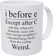 ☕️ wampumtuk grammar i before e, except after c: hilarious 11 ounces coffee mug! logo