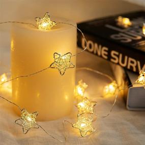 img 4 attached to 🌟 BOHON Star String Lights - Battery Powered 20 LEDs Twinkle Fairy Lights with Remote & Timer for Bedroom, Christmas Tree, Indoor Wedding Party - Metal Rattan Star Handicraft Decoration in Warm White