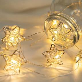 img 1 attached to 🌟 BOHON Star String Lights - Battery Powered 20 LEDs Twinkle Fairy Lights with Remote & Timer for Bedroom, Christmas Tree, Indoor Wedding Party - Metal Rattan Star Handicraft Decoration in Warm White