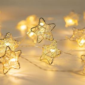 img 3 attached to 🌟 BOHON Star String Lights - Battery Powered 20 LEDs Twinkle Fairy Lights with Remote & Timer for Bedroom, Christmas Tree, Indoor Wedding Party - Metal Rattan Star Handicraft Decoration in Warm White