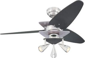 img 4 attached to ✨ Вентилятор потолочный Westinghouse Lighting Vector Elite с тремя лампами, 42 дюйма, блестящий никель - Артикул №72358