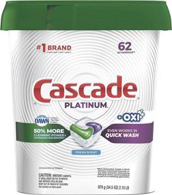 img 4 attached to Enhance Your Dishwashing Experience with Cascade Platinum Actionpacs + Oxi Detergent for a Fresh Clean - 62 Count