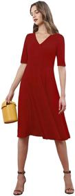 img 1 attached to 👗 Платье Donna Morgan Women's Stretch Crepe V-Neck Fit and Flare: отличное сочетание комфорта и стиля.