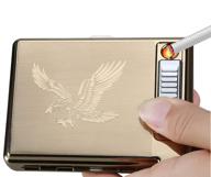 🦅 moonwbak cigarette case lighter: rechargeable metal box holder for 20 regular cigarettes with flameless windproof usb lighter - perfect birthday gift (eagle design) logo