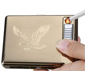 img 4 attached to 🦅 Moonwbak Cigarette Case Lighter: Rechargeable Metal Box Holder for 20 Regular Cigarettes with Flameless Windproof USB Lighter - Perfect Birthday Gift (Eagle Design)