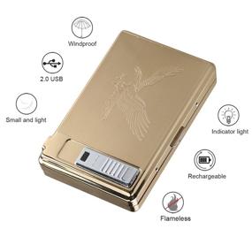 img 1 attached to 🦅 Moonwbak Cigarette Case Lighter: Rechargeable Metal Box Holder for 20 Regular Cigarettes with Flameless Windproof USB Lighter - Perfect Birthday Gift (Eagle Design)