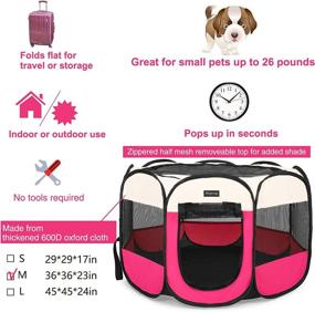 img 2 attached to 🏞️ HEPEENG Portable Foldable Pet Playpen with Carrying Case | Collapsible Puppy Playpen Tent for Indoor/Outdoor Use | Water Resistant, Removable Shade Cover | Ideal for Dogs, Cats, Rabbits, and Pets