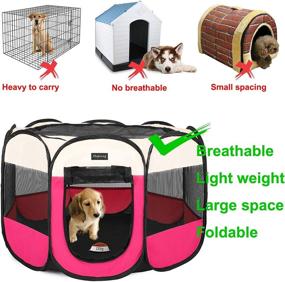 img 3 attached to 🏞️ HEPEENG Portable Foldable Pet Playpen with Carrying Case | Collapsible Puppy Playpen Tent for Indoor/Outdoor Use | Water Resistant, Removable Shade Cover | Ideal for Dogs, Cats, Rabbits, and Pets