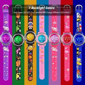 img 3 attached to Watches Cartoon Waterproof Stopwatch Silicone Girls' Watches and Wrist Watches