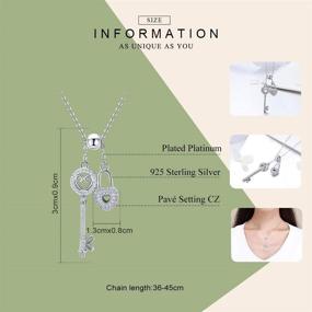 img 3 attached to 💖 BISAER Heart Lock and Key Pendant Necklace: Shimmering 925 Sterling Silver Charm Necklace with Cubic Zirconia - Perfect for Women and Girls