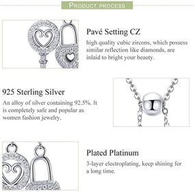 img 2 attached to 💖 BISAER Heart Lock and Key Pendant Necklace: Shimmering 925 Sterling Silver Charm Necklace with Cubic Zirconia - Perfect for Women and Girls