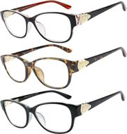 👓 value-pack of 3 reading glasses for women - high-quality readers with fashionable crystal designs logo