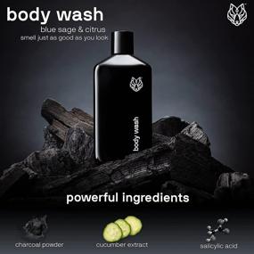 img 2 attached to 🐺 Men's Black Wolf Charcoal Powder Body Wash - 10 Fl Oz - Acne Fighting and Skin Cleansing Formula - Deep Cleaning with Salicylic Acid - Rich Lather for Complete Coverage - Paraben-Free