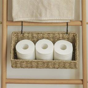 img 2 attached to 📦 Seagrass Wall Baskets for StorageWorks, Shelf Storage Baskets for Kitchen and Bathroom, Hanging Baskets for Organizing, 15" x 6.3" x 5.9", 2-Pack