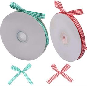 img 4 attached to OBANGONG 100 Yards Gingham Ribbon - 1cm Wide Craft Ribbon with Checkered Pattern for Christmas Cake, Gift Wrapping, Hair, and Craft Decoration - Set of 2 Rolls