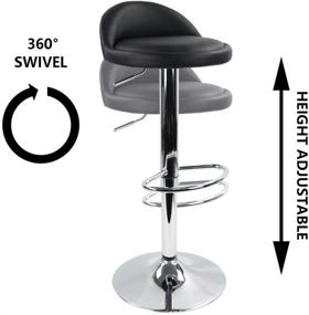 img 1 attached to 🪑 KKTONER PU Leather Round Bar Stool with Backrest Height Adjustable Swivel Pub Chair for Home Kitchen, Backless Stool with Footrest in Black