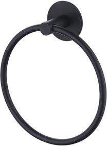 img 4 attached to 🛁 KES Modern Round Towel Hanger - Adhesive Towel Ring Hand Towel Holder for Bathroom, Wall Mounted SUS 304 Stainless Steel, Matte Black Finish, No Drill Installation - A2180DM-BK