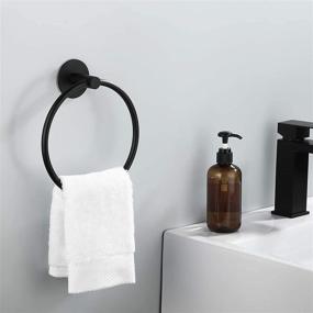 img 3 attached to 🛁 KES Modern Round Towel Hanger - Adhesive Towel Ring Hand Towel Holder for Bathroom, Wall Mounted SUS 304 Stainless Steel, Matte Black Finish, No Drill Installation - A2180DM-BK