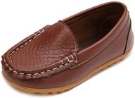 👞 moceen boys' synthetic leather loafer moccasin shoes logo