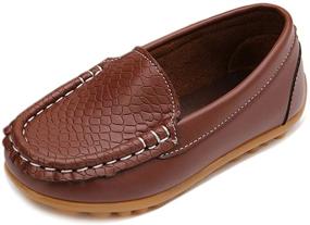 img 4 attached to 👞 Moceen Boys' Synthetic Leather Loafer Moccasin Shoes