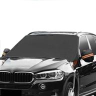 🚗 car windshield snow cover with side mirror covers - frost guard protector, ice cover sunshade snow cover for most car, suv, truck, van or automobile - 96"x 63" (black) logo