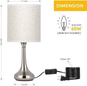 img 3 attached to Set of 2 HAITRAL Modern Table Lamps with Fabric Shade - Silver, Small Bedside Desk Lamps for Guest Room, Living Room, Bedroom, Hotel (HT-TH36-11X2)