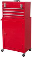 🔴 red rolling garage workshop tool organizer: torin atbd134b-red detachable 3 drawer tool chest with large storage cabinet, adjustable shelf logo