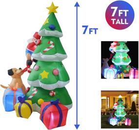 img 3 attached to 🎄 GOOSH 7 Feet Christmas Outdoor Decorations Inflatable Tree Claus Climbing with Playful Dog and Giftbox Decoration - Festive Christmas Inflatable Tree