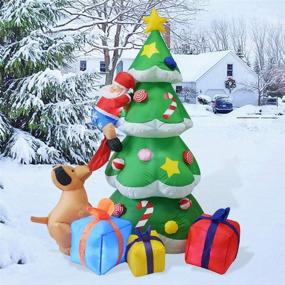 img 4 attached to 🎄 GOOSH 7 Feet Christmas Outdoor Decorations Inflatable Tree Claus Climbing with Playful Dog and Giftbox Decoration - Festive Christmas Inflatable Tree