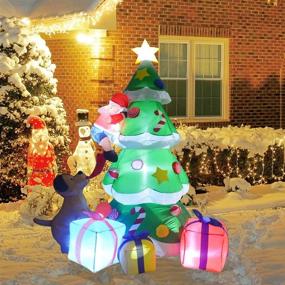 img 2 attached to 🎄 GOOSH 7 Feet Christmas Outdoor Decorations Inflatable Tree Claus Climbing with Playful Dog and Giftbox Decoration - Festive Christmas Inflatable Tree