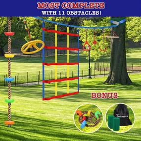 img 3 attached to 🧗 Trsmima 60ft Slackline Kit with Ninja Attachments and Climbing Ladder
