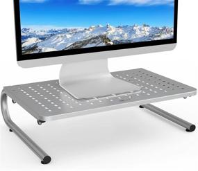 img 4 attached to 🖥️ WALI STT001S Monitor Stand Riser: Metal Platform, 4 inches Underneath Storage, Silver - Perfect for Computer, Laptop, Printer and Flat Screen Display