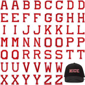 img 4 attached to 🔤 52-Piece Iron on Letter Patches: Alphabet Applique Sew on Patches for DIY Patchwork on Hats, Shirts, Shoes, Jeans, Bags - Red