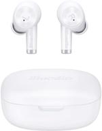 bluedio ei bluetooth earbuds with charging case - wireless headphones, 8hrs playtime, built-in mic, wireless charging - ideal for cellphones, sports - white logo