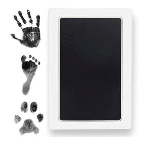 img 4 attached to Inkless Baby Handprint and Footprint Ink Pad - Non-Toxic Infant Hand & Foot Stamp - Gentle on Skin - Ideal Family Keepsake or Gift - Tiny Gifts Black Print Kit