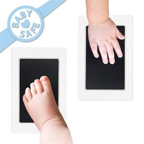 img 2 attached to Inkless Baby Handprint and Footprint Ink Pad - Non-Toxic Infant Hand & Foot Stamp - Gentle on Skin - Ideal Family Keepsake or Gift - Tiny Gifts Black Print Kit